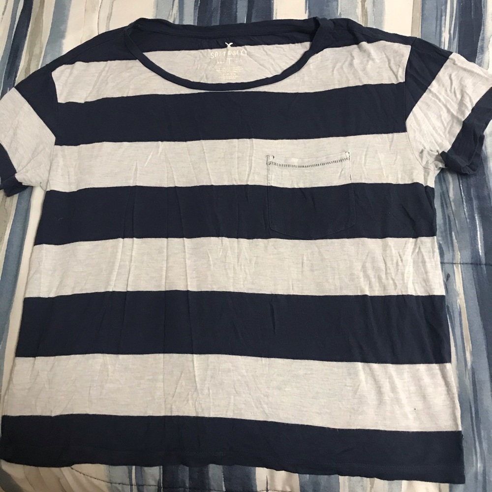 Women’s Navy Striped Crop Top